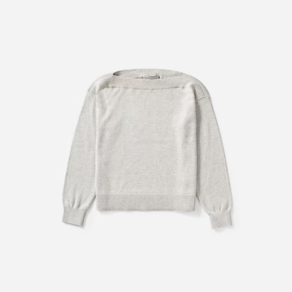 everlane  soft cotton boatneck pullover sweater in heathered grey, size small - Picture 7 of 7